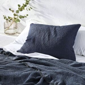 Casaluna - Standard Textured Waffle Pillow Sham Dark Mineral  Blue